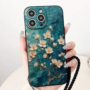 iPhone 13 Pro Max Case – White Floral on Blue Gently Used
